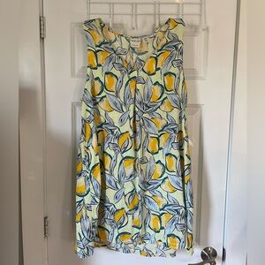 Rachel Zoe 100% Linen dress, lemon print. Size XL